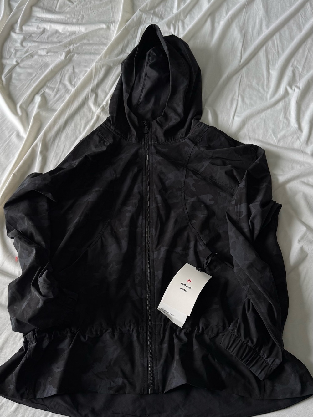 lululemon athletica Black Camo “pack it up”  Hooded Lightweight Jacket